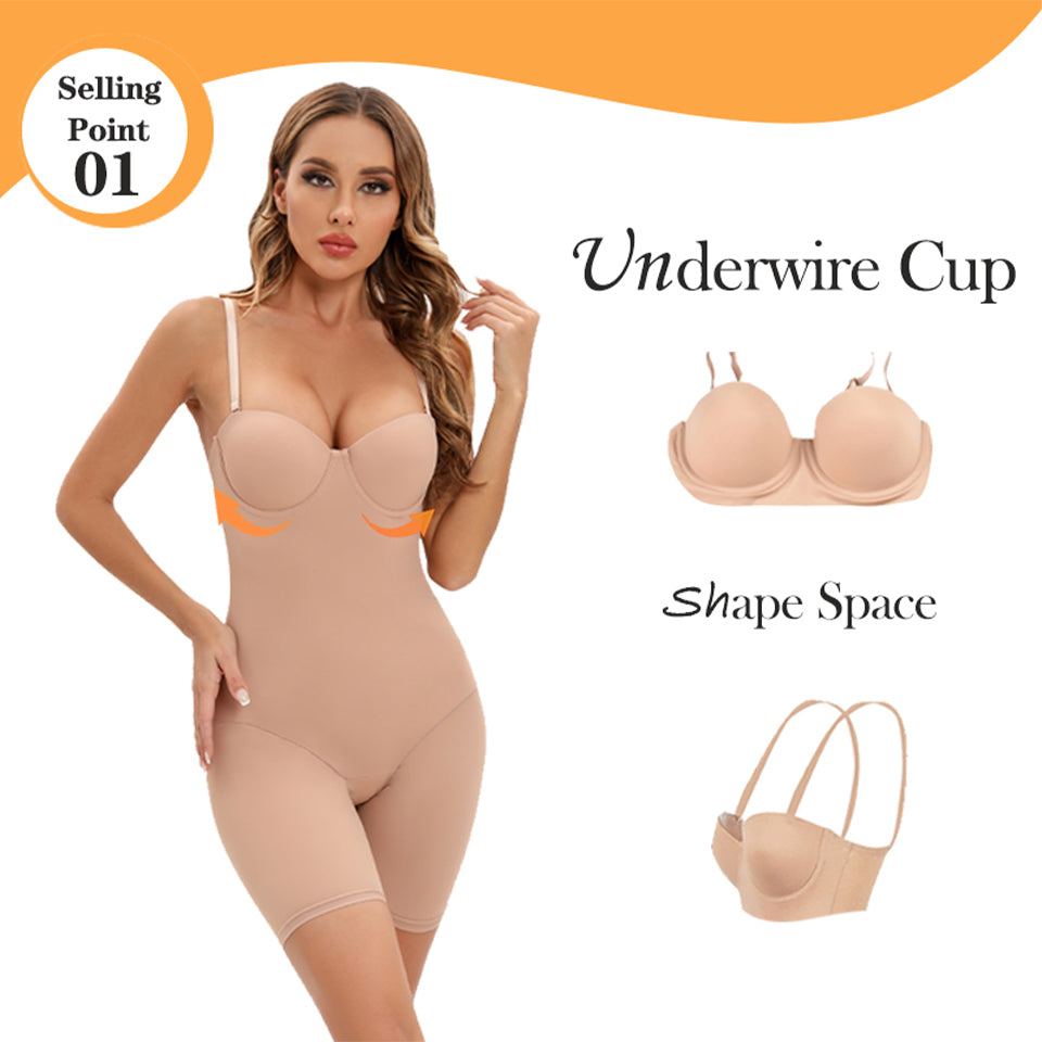Cardi Romper shapewear with Built in push up bra