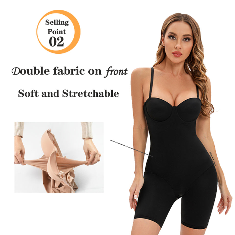 Cardi Romper shapewear with Built in push up bra