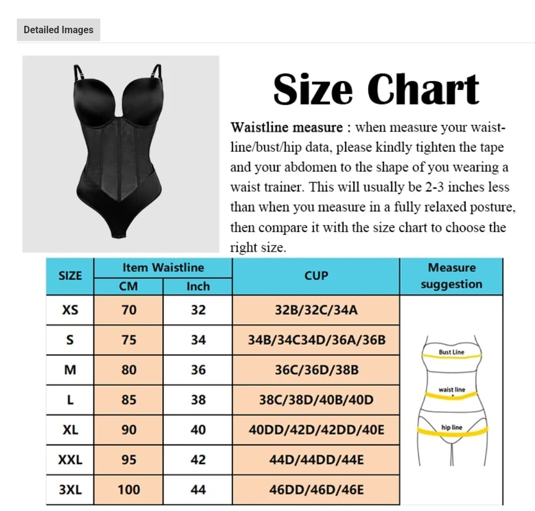 SWBX 51 backless padded bra bodysuit shapewear with steel bones