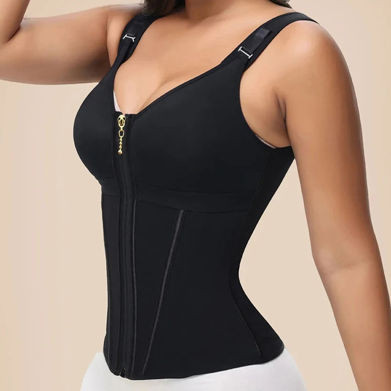 SWBX 81  Double compression latex waist trainer vest with built-in bra