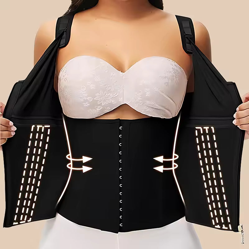 SWBX 81  Double compression latex waist trainer vest with built-in bra