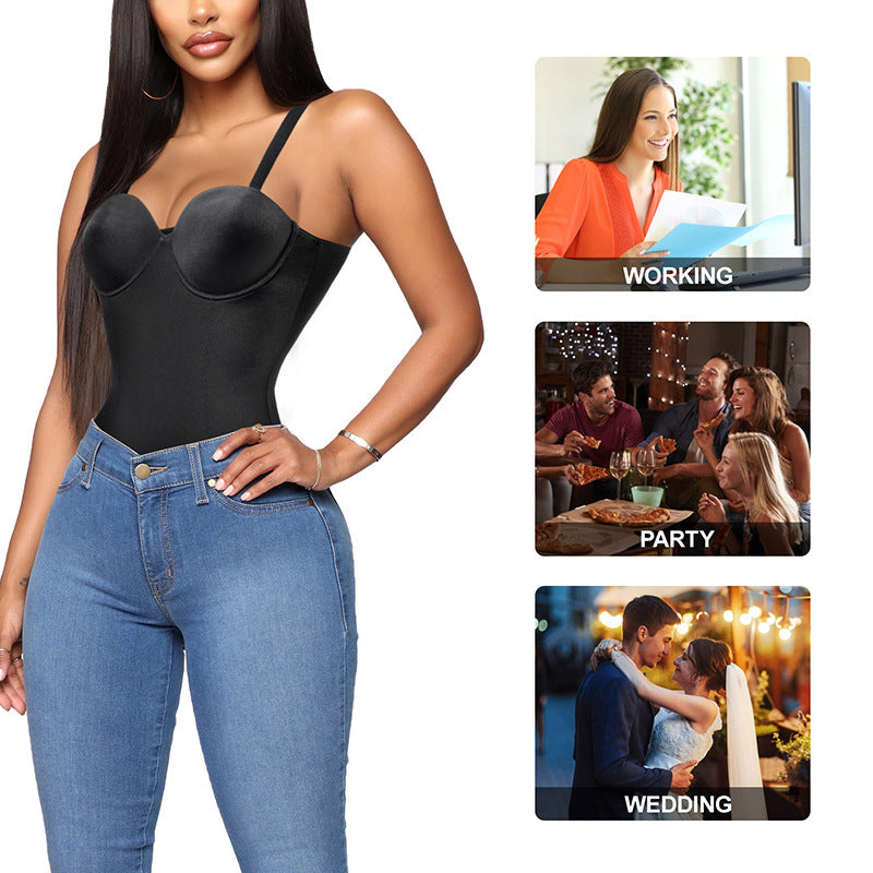 SWBX-53R Lace-up Tummy Control Bodysuit with push-up bra