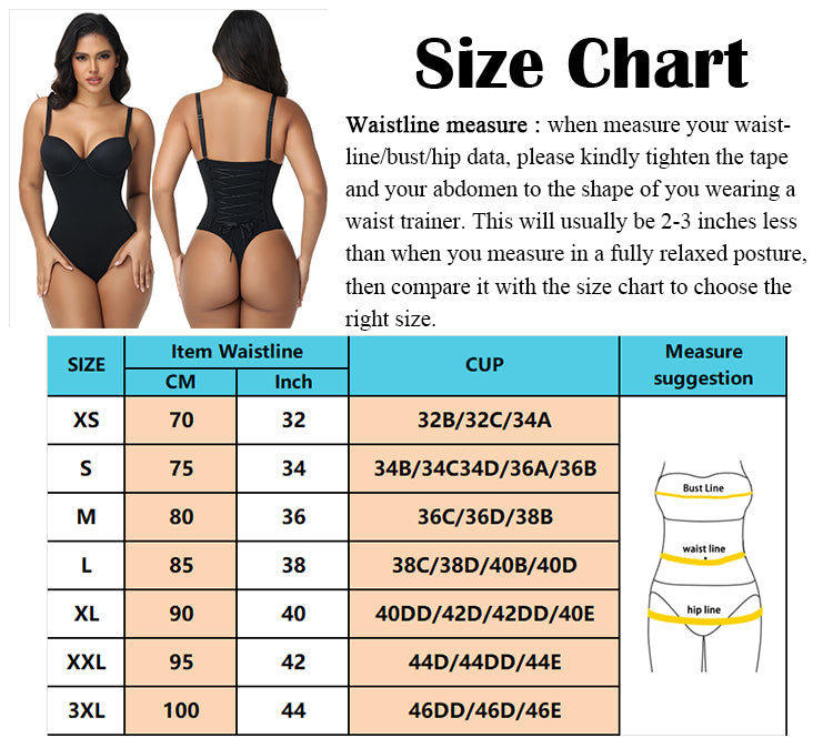 SWBX-53R Lace-up Tummy Control Bodysuit with push-up bra