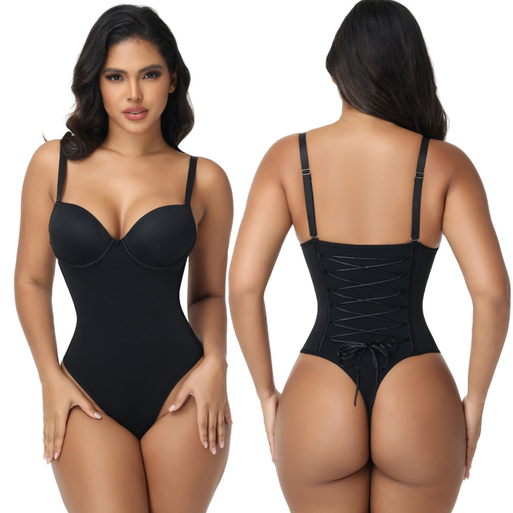 SWBX-53R Lace-up Tummy Control Bodysuit with push-up bra