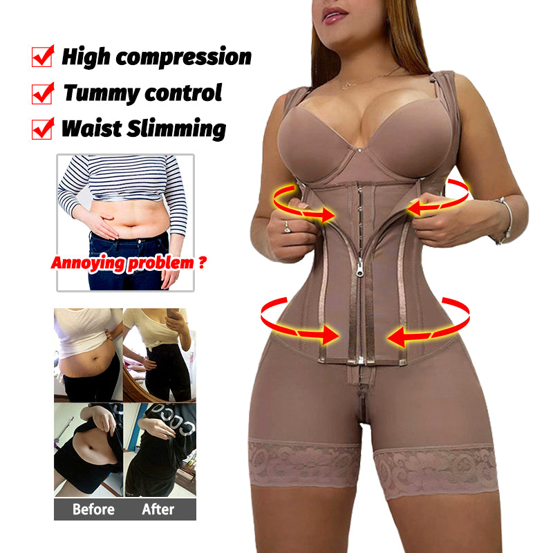 SWBX-76 11 steel bone High compression Colombian Faja Shapewear with hooks and Zip