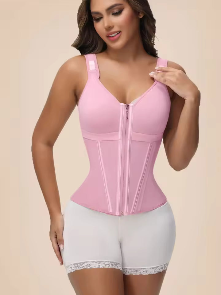 SWBX 81  Double compression latex waist trainer vest with built-in bra