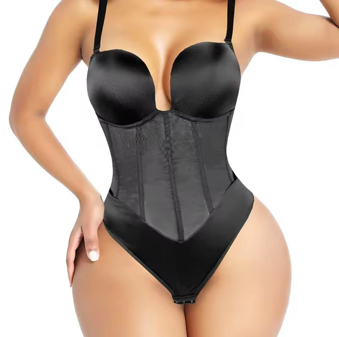 SWBX 51 backless padded bra bodysuit shapewear with steel bones