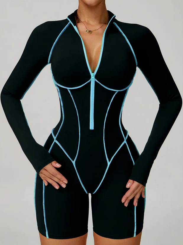 Long sleeved zipper short sportwear