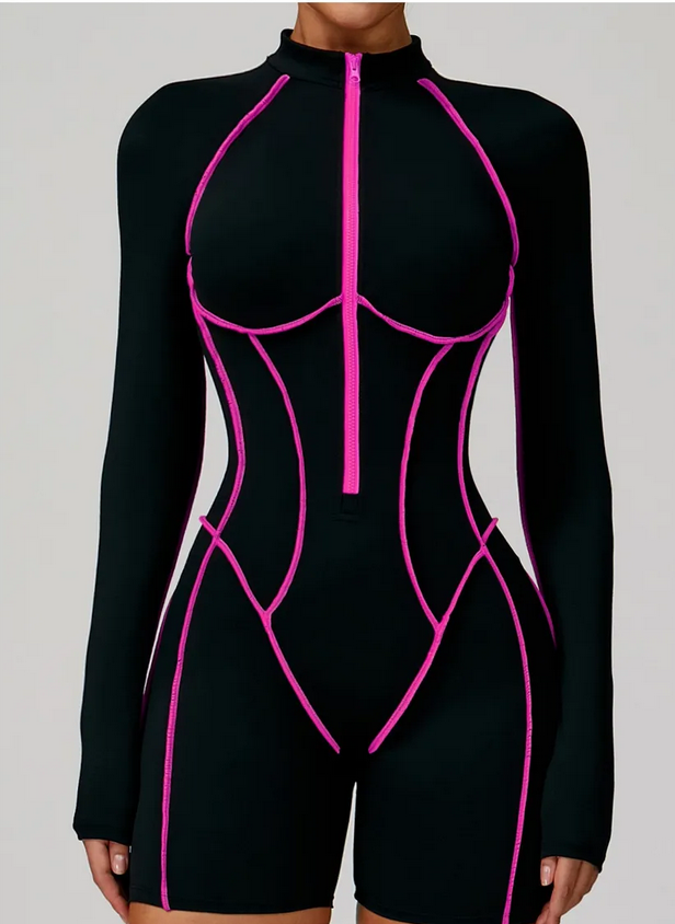 Long sleeved zipper short sportwear