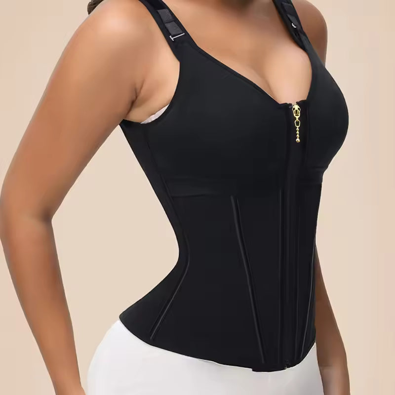 SWBX 81  Double compression latex waist trainer vest with built-in bra