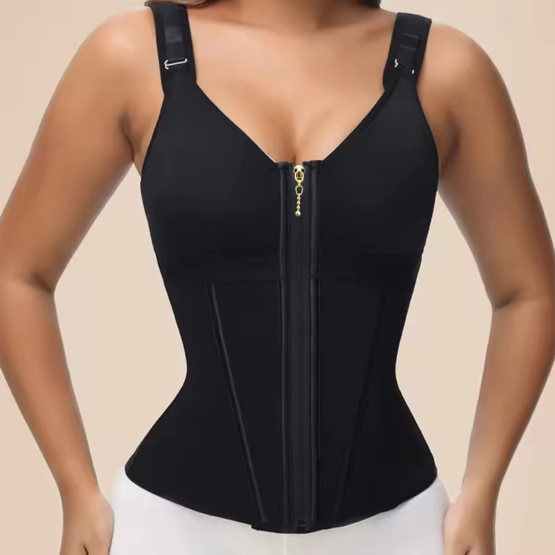 SWBX 81  Double compression latex waist trainer vest with built-in bra