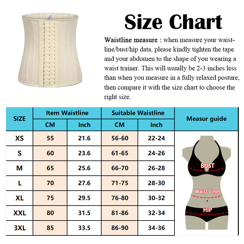 WT0-43 25 steel boned corset breathable latex waist trainer