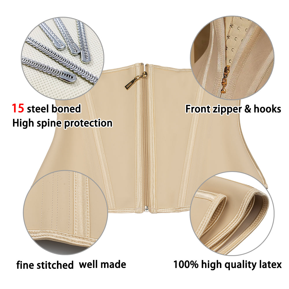 WT0-53 15 steel bone,  long Torso Latex waist trainer